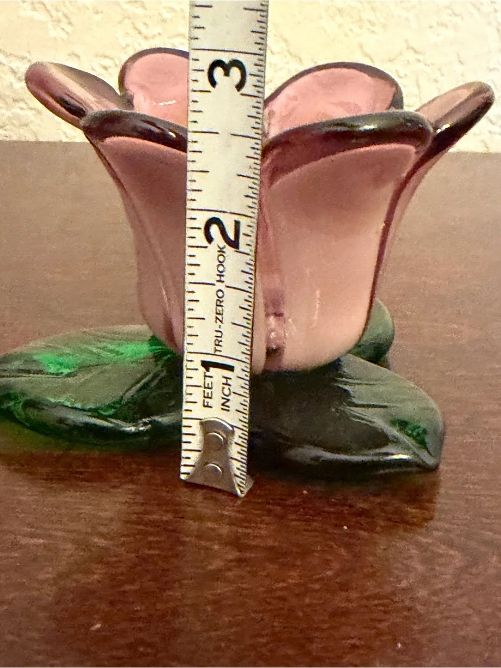 Vtg Hand Blown Votive Candle Holder Murano Style Art Glass Tulip Flower Lavender